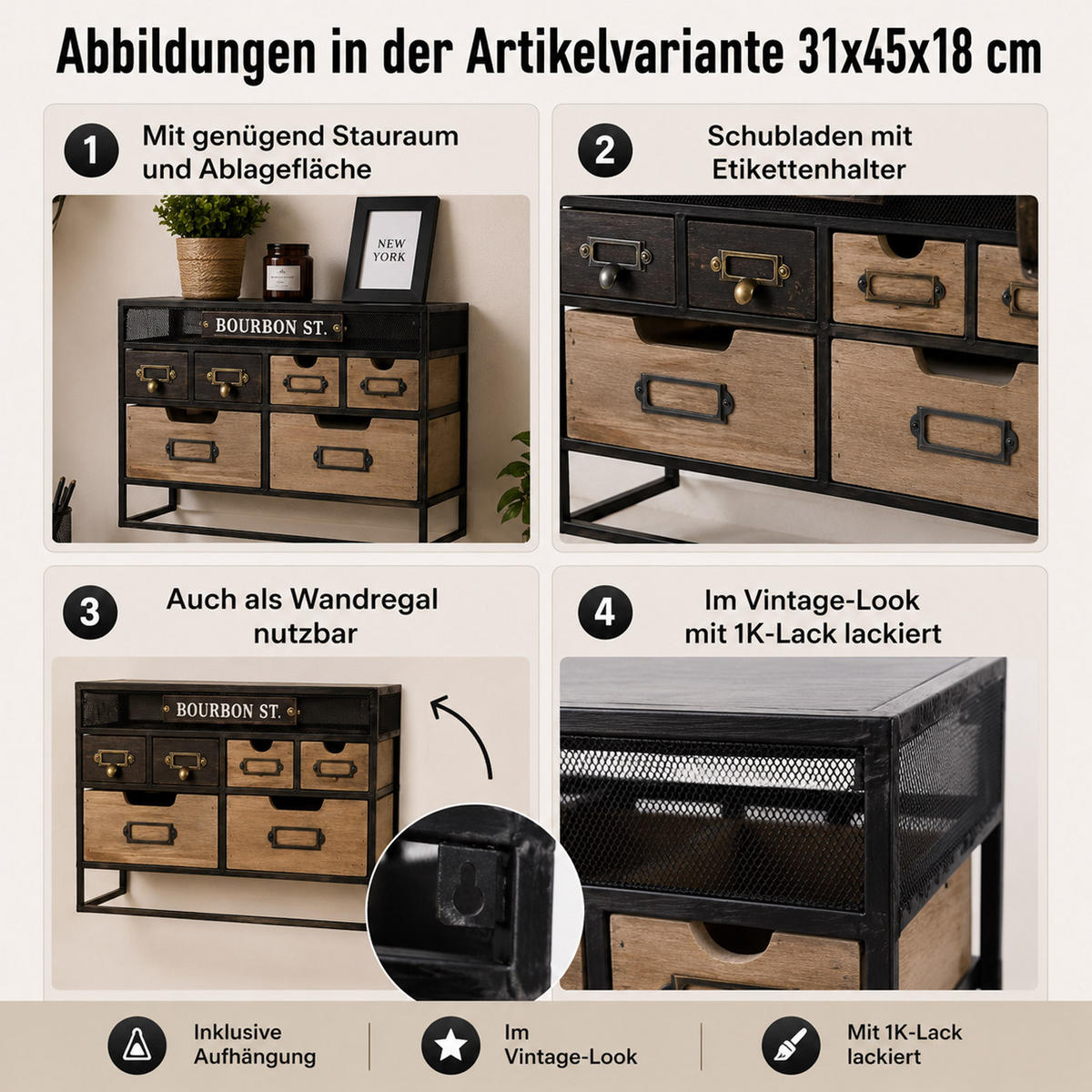 TISCHKOMMODE Braun - Braun, Holz (45/31/18cm) - MCW