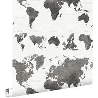 TAPETE vintage Weltkarten 53 cm x 10.05 m - Grau, Papier (53/1000cm) - ESTAhome