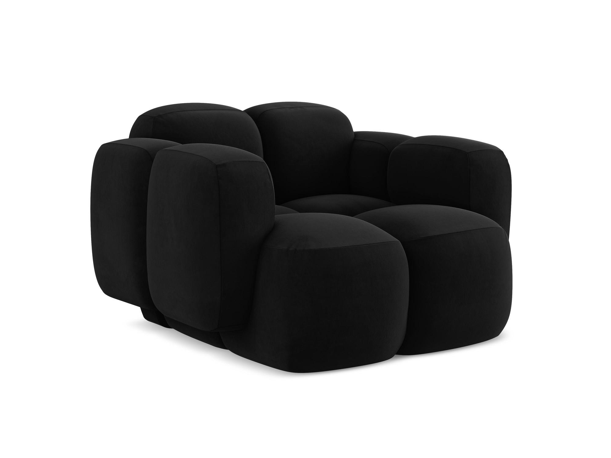 SESSEL Samt Stoff Schwarz - Schwarz, Holzwerkstoff/Kunststoff (120/72/115cm) - Makamii