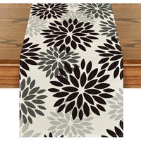 TISCHLÄUFER Blumenmuster Schwarz 40 x 100 cm - Multicolor, Textil (100/40/1.5cm)