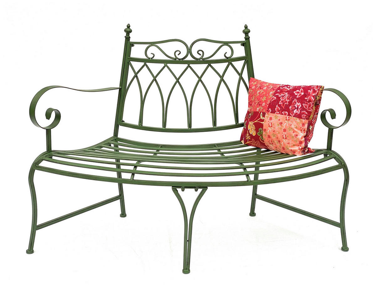 GARTENBANK Halbrund aus Metall Grün 140 cm 93996 - Grün, Metall (140/94/60cm) - DanDiBo