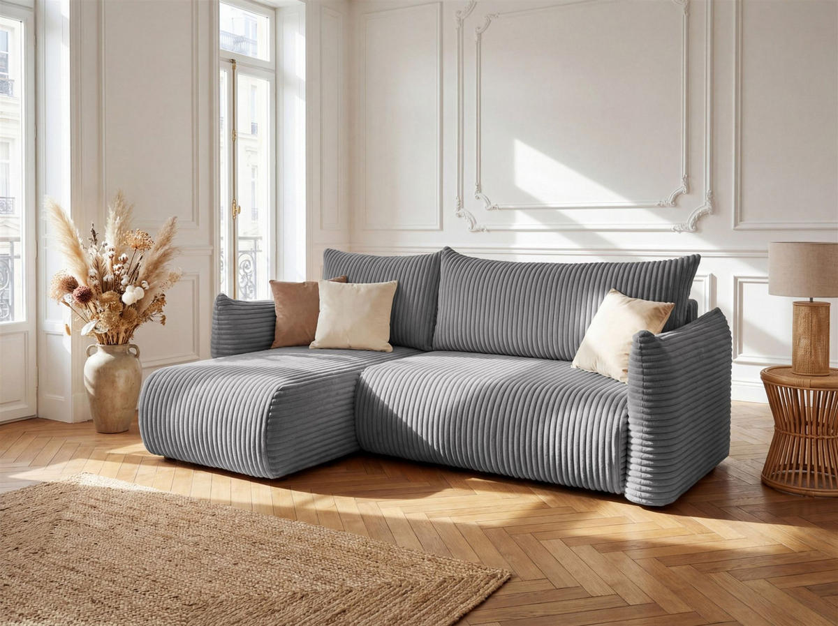 ECKSOFA Mailand Xs Mit Schlaffunktion - Dunkelgrau, Holzwerkstoff/Textil (154/226cm) - Fun Möbel