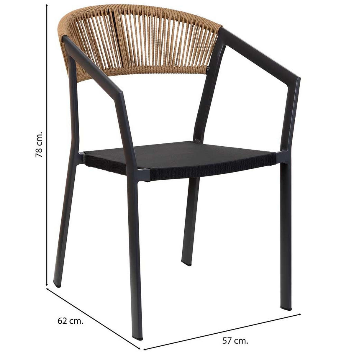 STUHL, schwarz, 57x62x78cm - Schwarz, Metall (57/78/62cm) - Wanderlust