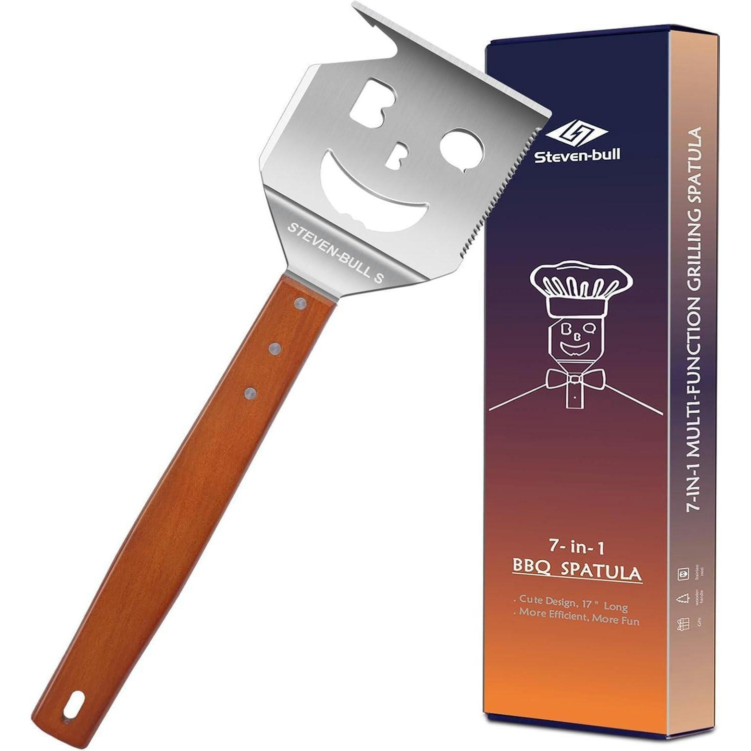GRILLSPACHTEL 7-in-1 mit Holzgriff - Braun, Holz (10/0.1/41cm)