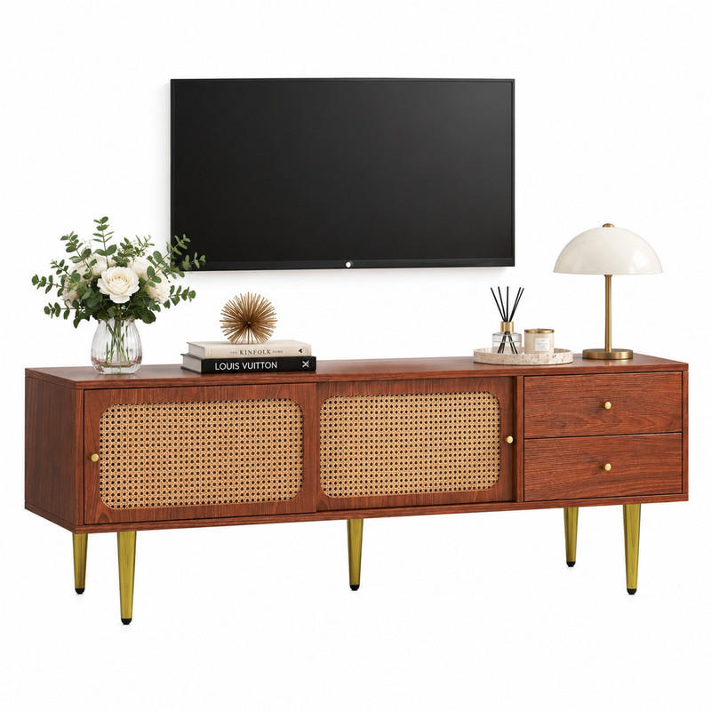 TV-SCHRANK mit Schiebetüren 160 x 40 x 60 cm MDF Walnut - Braun, Holzwerkstoff (40/60/160cm) - Beauniv