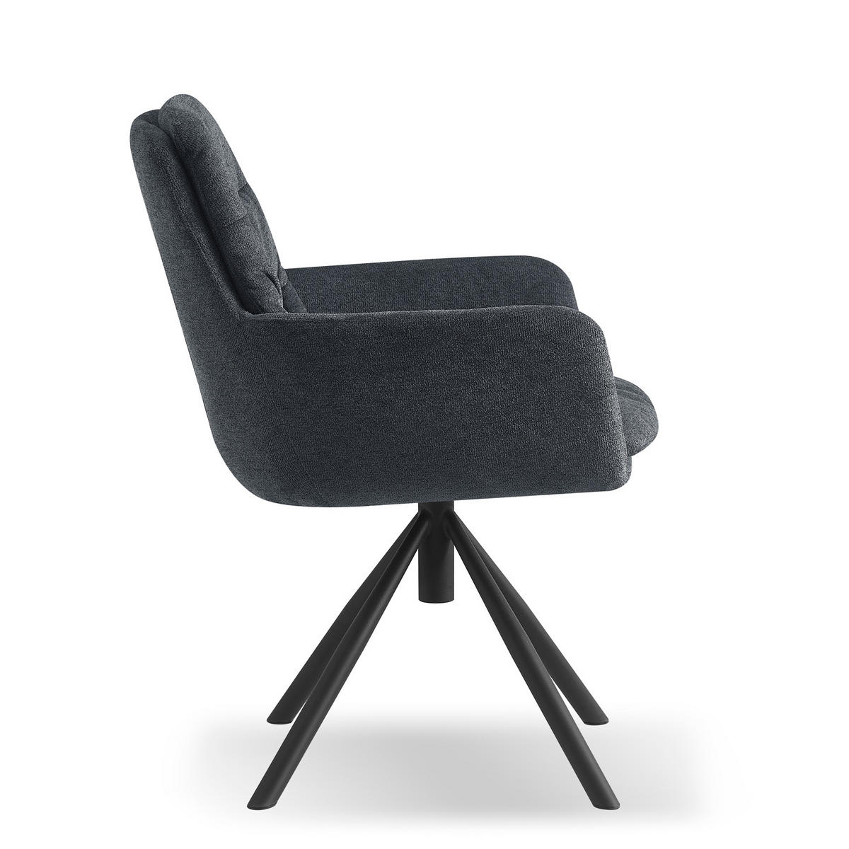 ARMLEHNSTUHL CAZAR Anthrazit - Anthrazit, Textil/Metall (57/90/68cm) - B&D Home