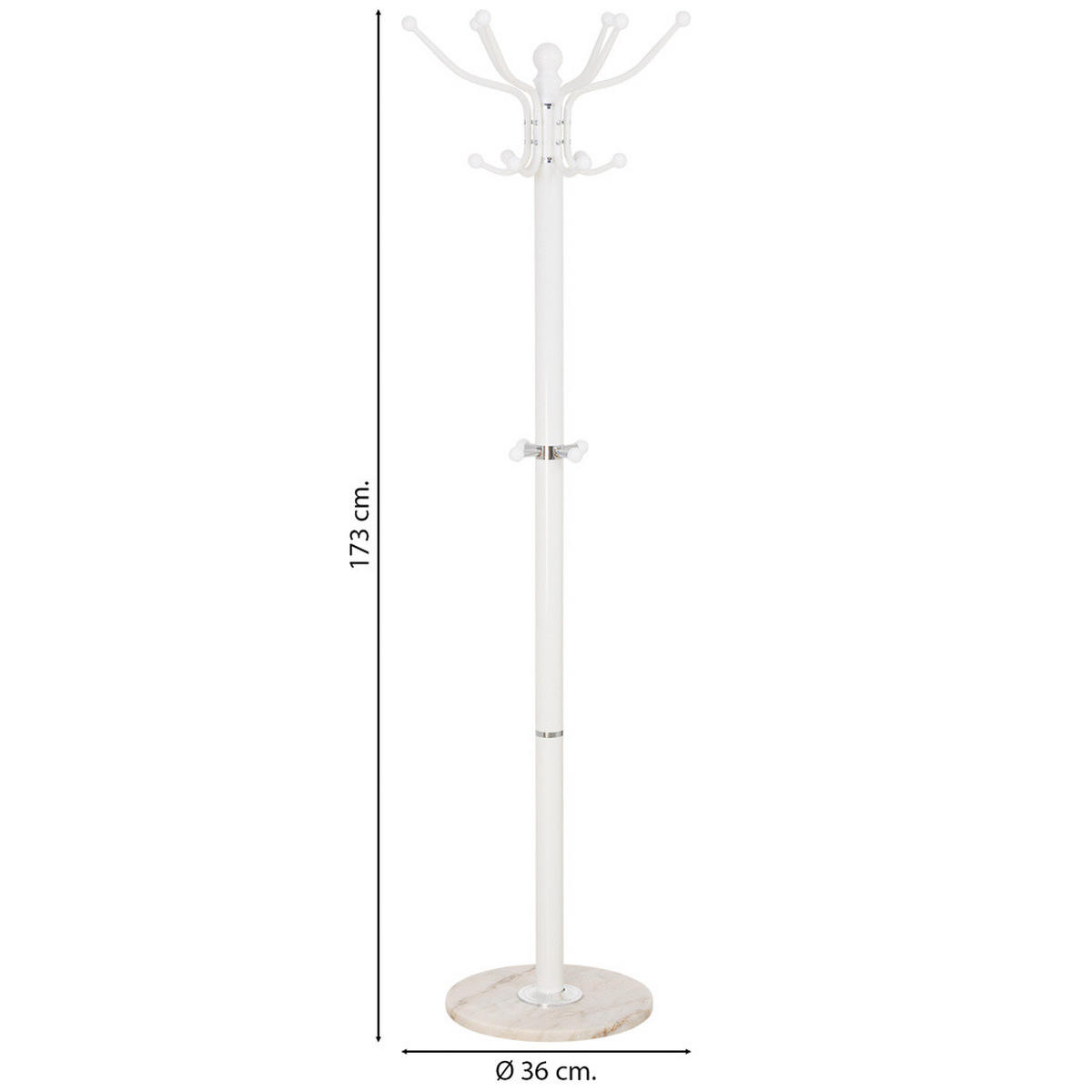 GARDEROBE aus metall 36x173cm - Weiß, Metall (36/173/36cm) - Wanderlust