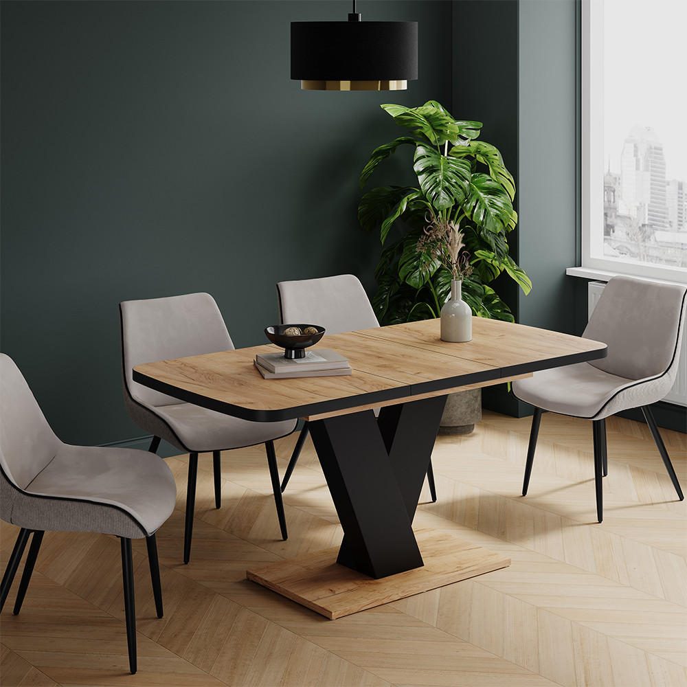 JÍDELNÍ STŮL Fenaro Černý/zlatý dub - černá/barva dubu, kompozitní dřevo (80/120/77.4cm) - Vicco