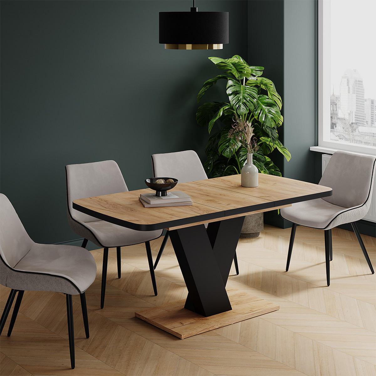 JÍDELNÍ STŮL Fenaro Černý/zlatý dub - černá/barva dubu, kompozitní dřevo (80/120/77.4cm) - Vicco