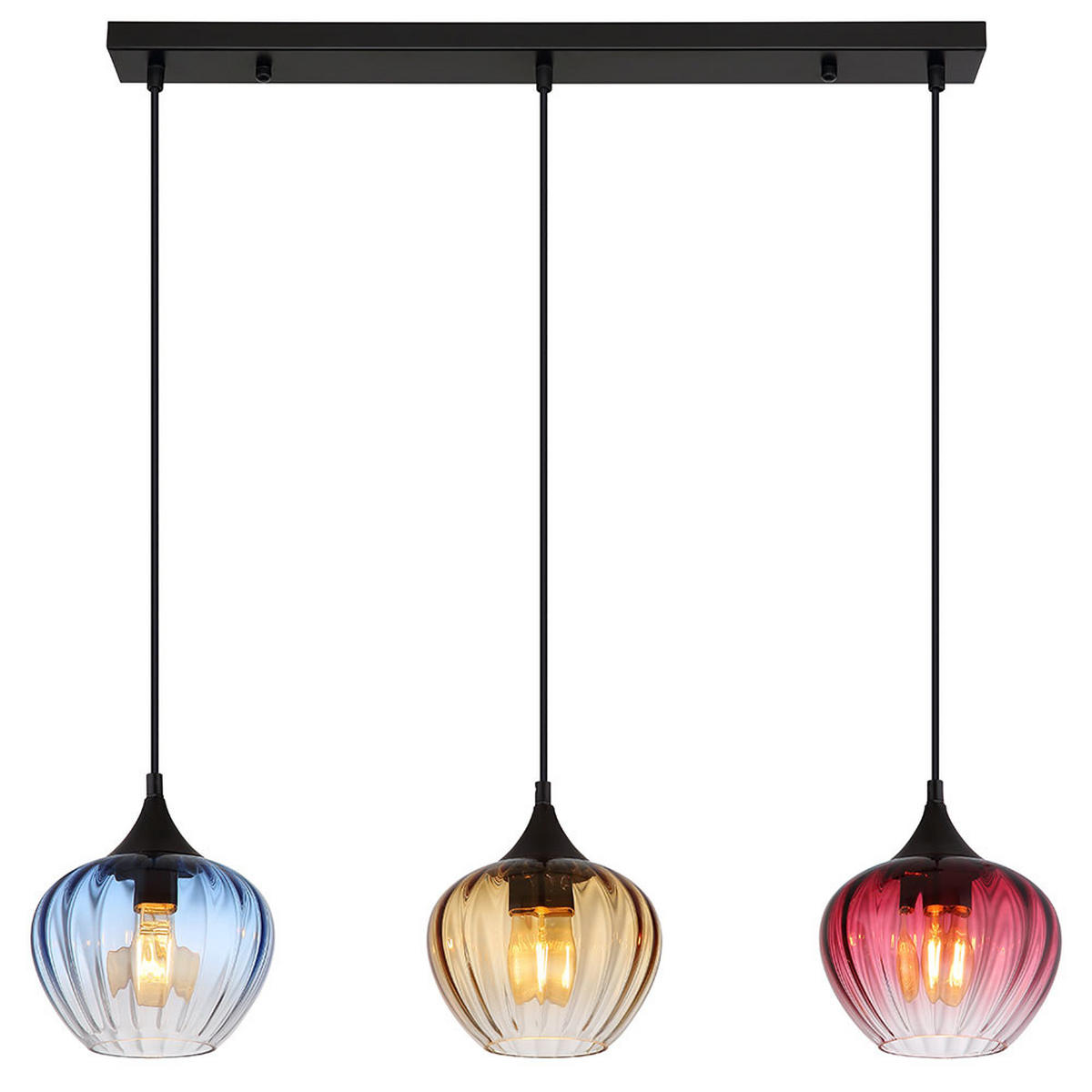 LED HÄNGELEUCHTE Metall Glas Bunt - Multicolor, Glas (80/18/150cm) - Globo Lighting