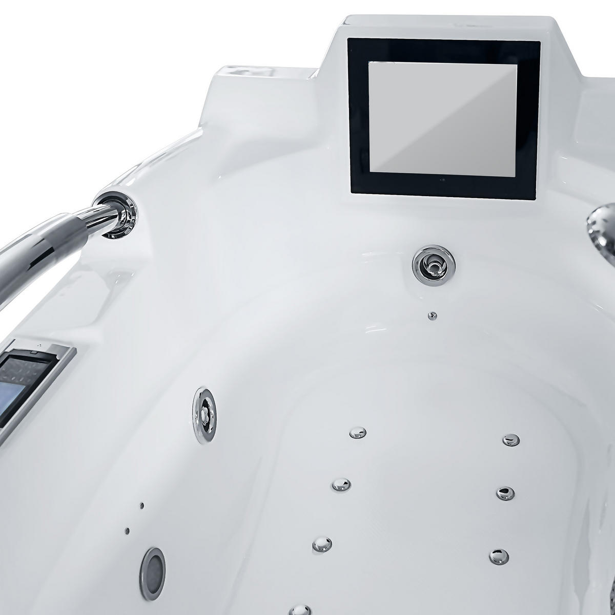 WHIRLPOOL Pool Badewanne mit TV T42L-TH-ALL 171x92cm - Weiß, Glas/Kunststoff (92/79/171cm) - AcquaVapore by Sandra Jentho