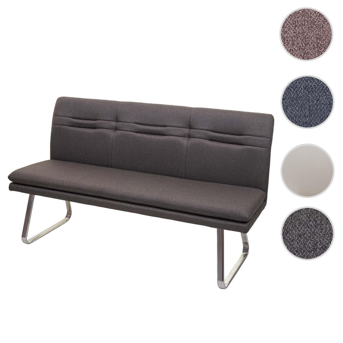 SITZBANK Dunkelbraun, Silber - Dunkelbraun/Silberfarben, Textil (160/90/59cm) - MCW