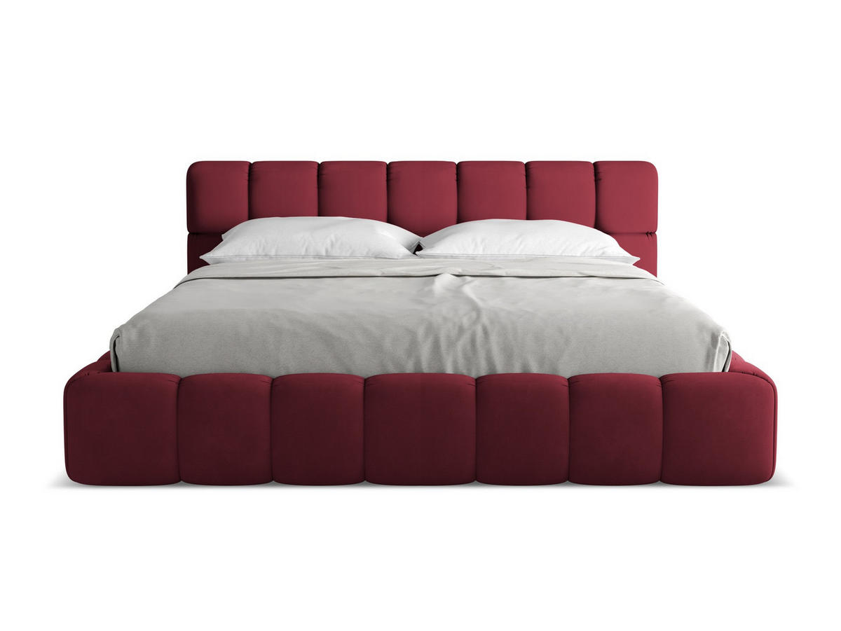 POLSTERBETT mit Bettkasten und Lattenrost 200x228 Rot - Rot/Weinrot, Kunststoff/Textil (180/200cm) - Makamii