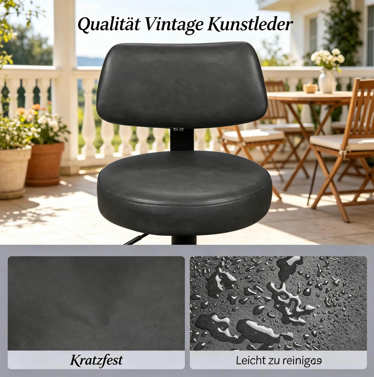 BARHOCKER 2er-Set höhenverstellbar 41 x 41 x 84-109 cm Anthrazit - Anthrazit, Metall (41/109/41cm) - Meubliv