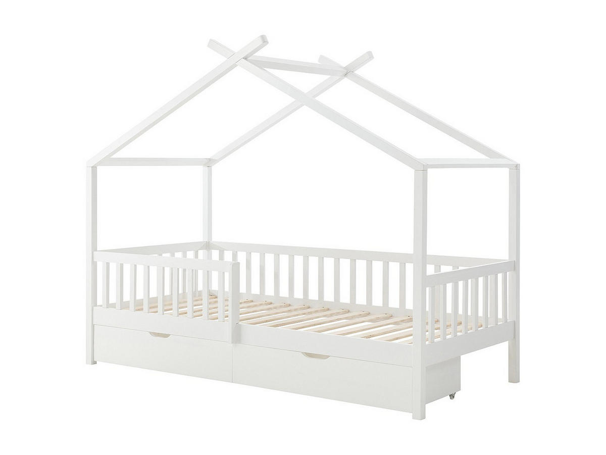 HAUSBETT - 1 Person - Holz, Platte - Weiß - Weiß, Holz (90/190cm) - Vente-Unique