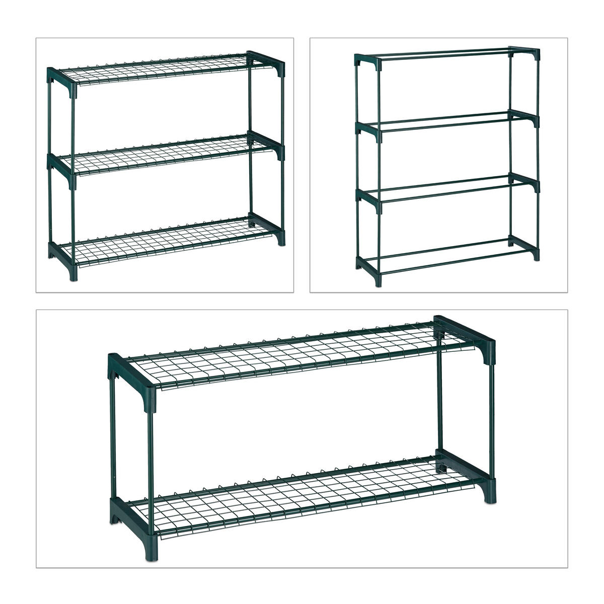 2XPFLANZENREGAL - Dunkelgrün, Kunststoff/Metall (91/106/28cm) - Relaxdays