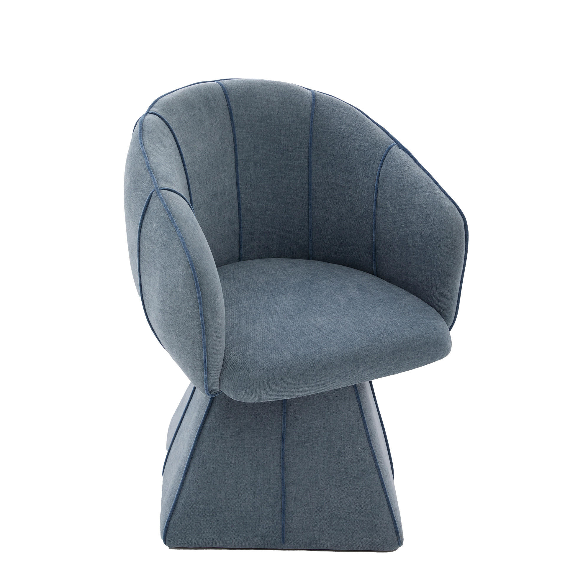 SESSEL 56/54/74,5 cm blau aus Chenille mit 360°-Drehfunktion - Blau, Textil (54/74.5/56cm) - OKWISH