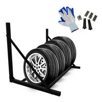 REIFENREGAL Carrero für Wandmontage 62x88-122x57 cm bis zu 5 Reifen klappbar Schwarz - Schwarz, Metall (122/62/57cm) - PROREGAL