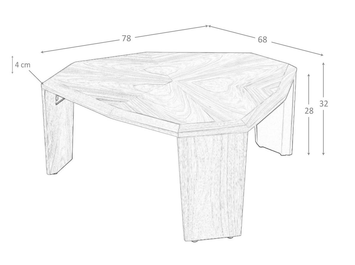 COUCHTISCH Walnuss Schwarz 78/68/32 cm - Walnussfarben/Schwarz, Holz (68/78/32cm) - ANGEL CERDA