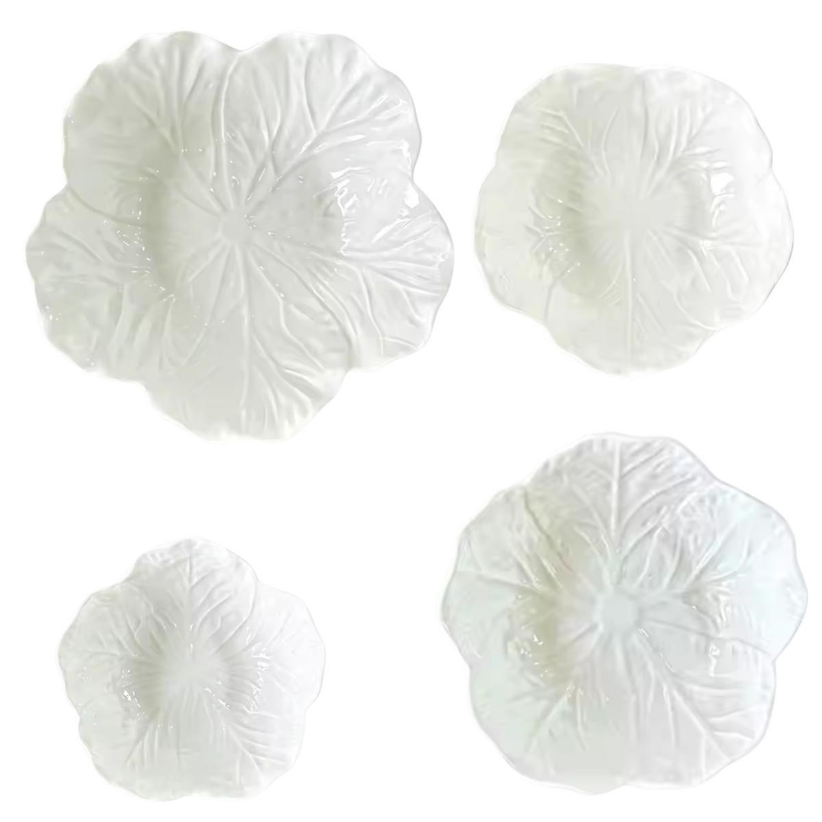 SCHALENSET 4-tlg. Keramik Blütenform Weiß 22,9/15,2/12,7/12 cm - Weiß Hochglanz, Keramik - Quality Elegance