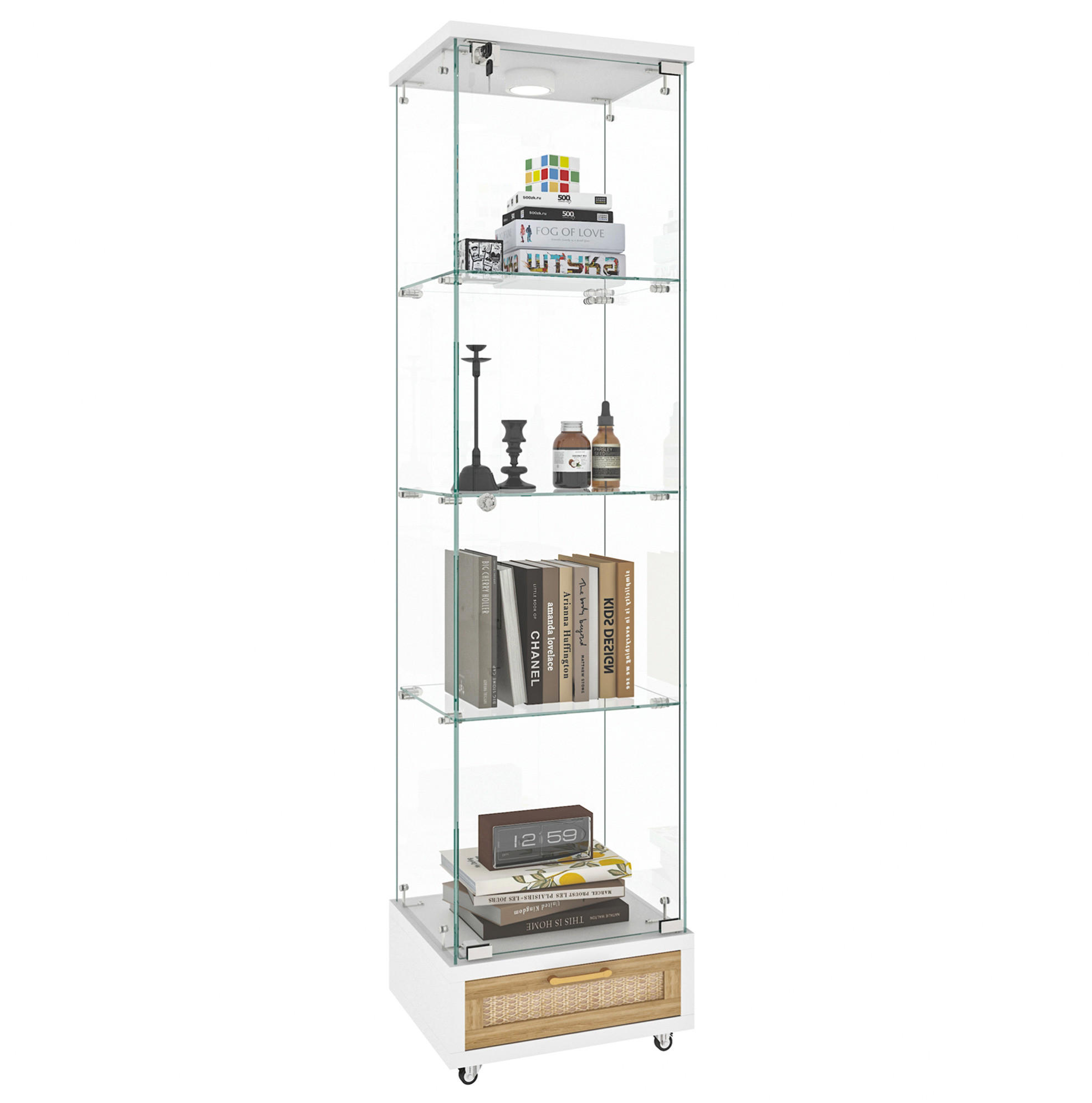 Ivmeu Glasvitrine Weiß 42.5x167x36.5 cm