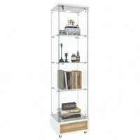 GLASVITRINE aus MDF und gehärtetem Glas 42,5x36,5x167 cm Weiß mit LED-Beleuchtung und Schubladen - Weiß, Holzwerkstoff (42.5/167/36.5cm) - IVMEU