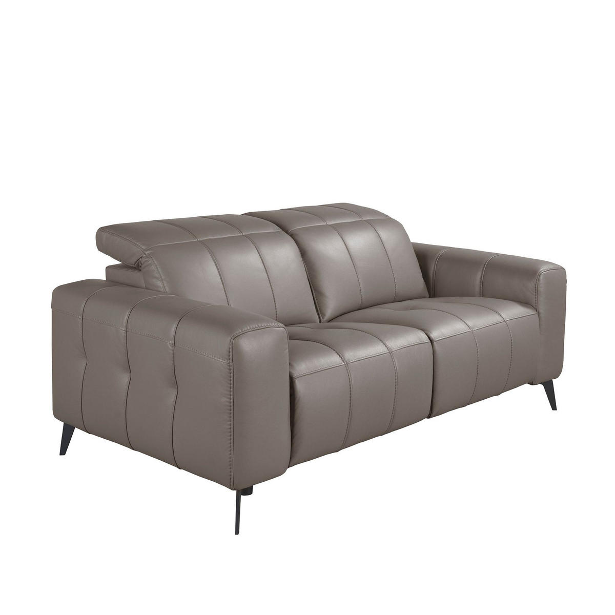 SOFA Klassisch Grau Schwarz 176/110/98 cm - Grau, Leder/Metall (176/98/110cm) - ANGEL CERDA