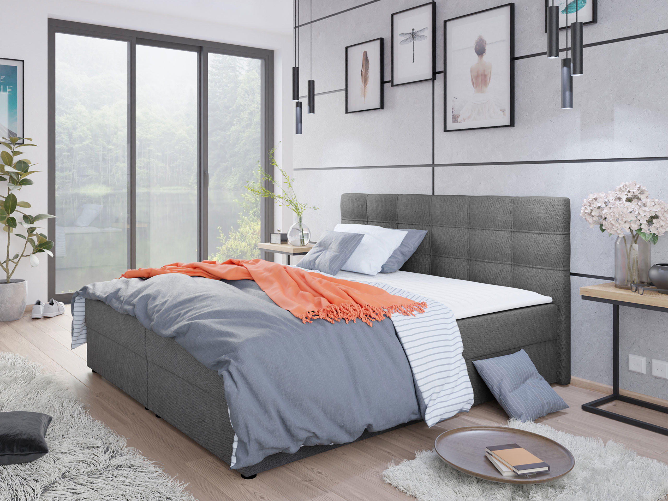 BOXBETT Fado II - Schwarz/Grau, Holz/Kunststoff (160/200cm) - MIRJAN24