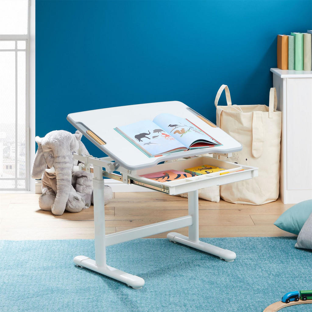 Thumbnail - CARO-Möbel Kinderschreibtisch, Weiß, Weiß, Holzwerkstoff, Metall, 67x54x48 cm, Arbeitszimmer, Schreibtische, Jugend- & K...