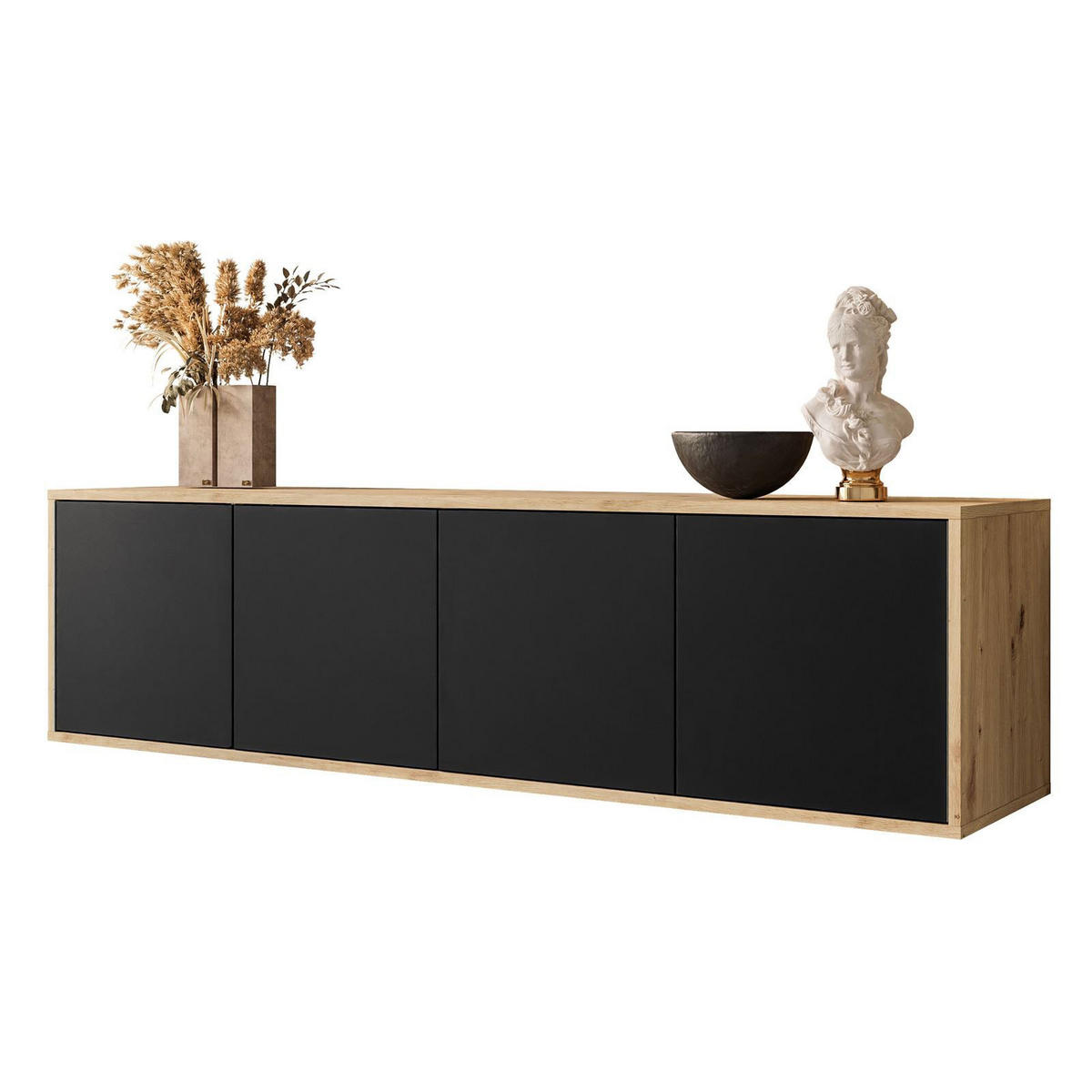 TV-ELEMENT SANAYI Hängend Eiche Artisan/Schwarz - Schwarz, Holzwerkstoff (156/41/38cm) - Lookway