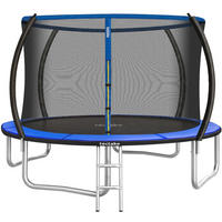 TRAMPOLIN Jumpy, inklusive Einstiegsleiter, schwarz/blau - Blau/Schwarz, Metall (322/265/322cm) - tectake