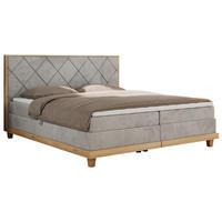 BOXBETT CAICOS 180/200 - Hellgrau Velvet - H4 - Hellgrau, Holz/Textil (180/200cm) - MKS