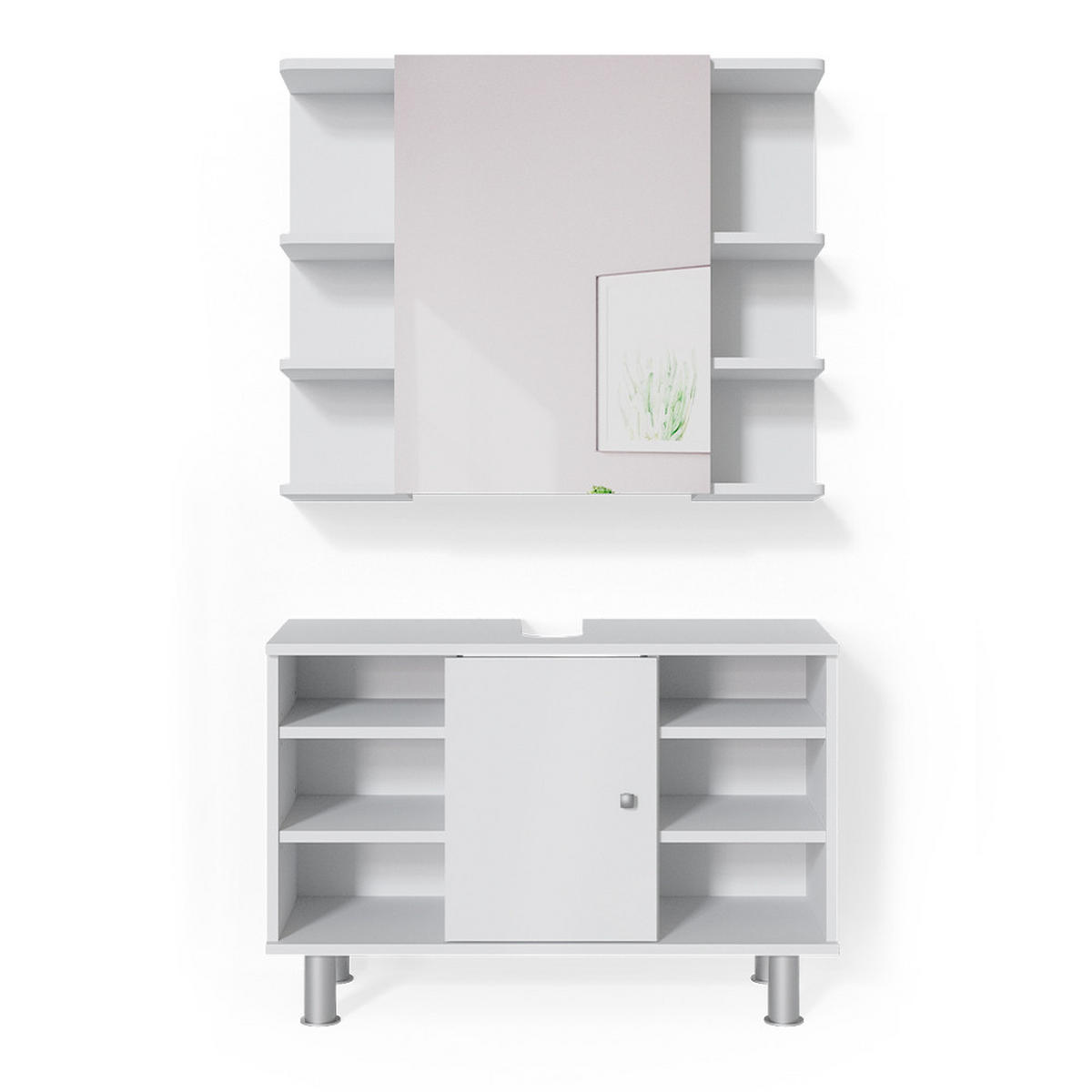 BADMÖBEL-SET Fynn Weiß 2 Teile, Unterschrank 80 cm - Weiß, Holzwerkstoff (60/54/32cm) - Vicco