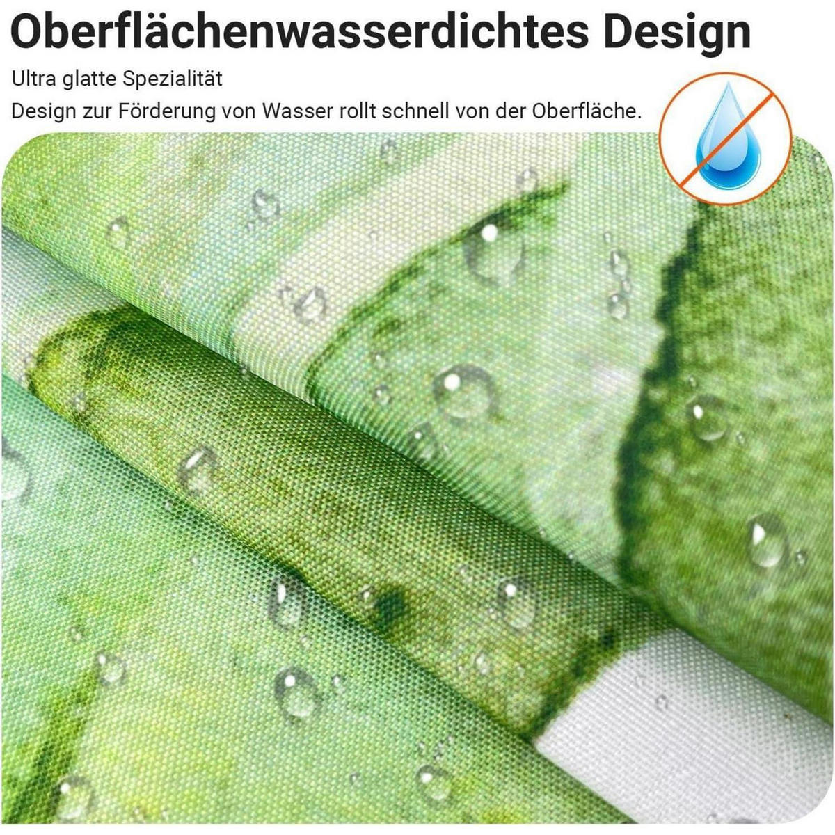 DUSCHVORHANG Grün Blätter 180 x 170 cm Textil Wasserdicht Waschbar - Grün, Textil (180/170cm)