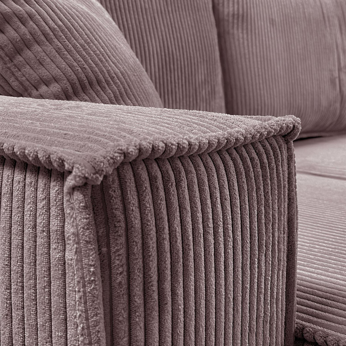 ECKSOFA Gepolstertes CARLO XL Cord mit Schlaffunktion und Bettkasten, Poso 27 - Rosa, Textil (277/143cm) - Lookway
