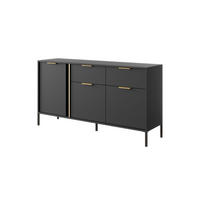 KOMMODE Lars Antrazit, dreitürige Kommode mit Schubladen - Anthrazit, Holzwerkstoff/Metall (153/81/40cm) - Bettso