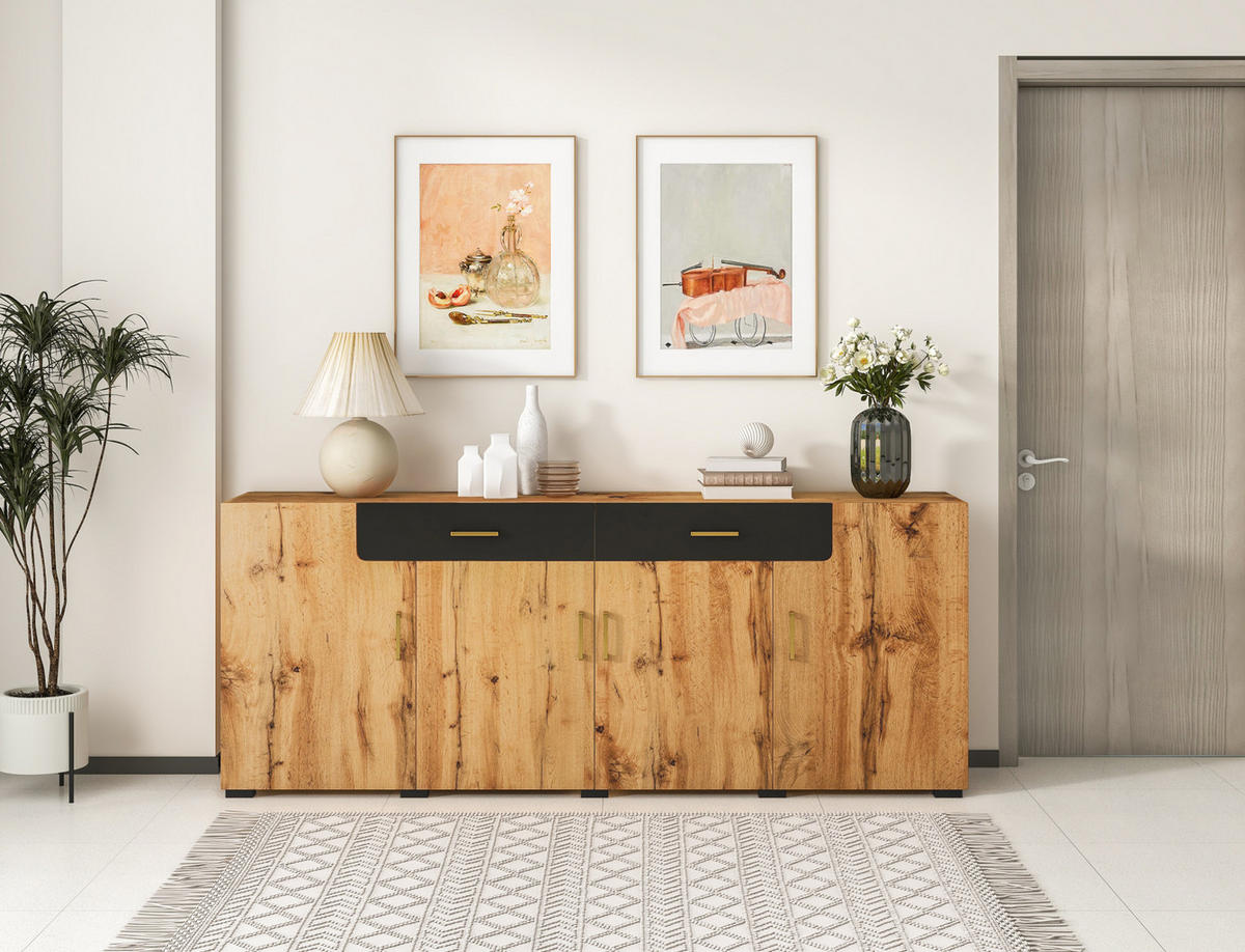 SIDEBOARD 208/39,5/80 cm aus Spanplatte mit 4 Türen und 2 Schubladen Braun - Braun, Holzwerkstoff (208/80/39.5cm) - Modenvie