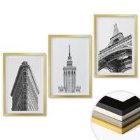 WANDBILDER 3er Set - 40x60 cm Goldrahmen - Architektonische Schwarz-Weiß-Gebäude - Goldfarben, Kunststoff (40/60cm) - ArtPrintCave