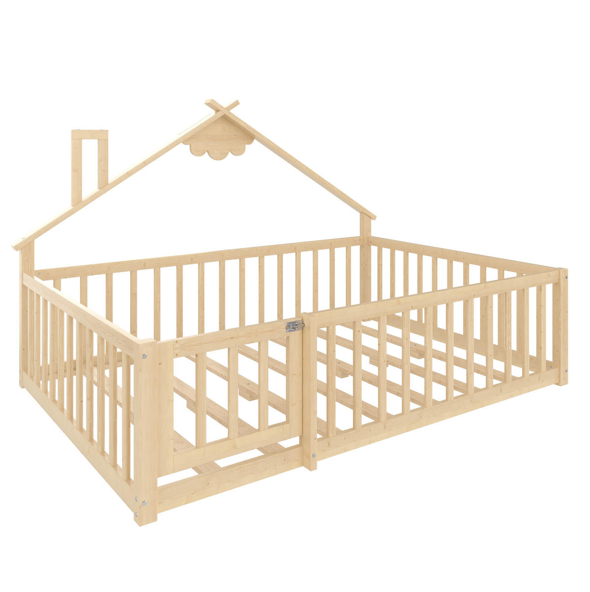 POLSTERBETT 140/190 cm Natur aus Kiefernholz und MDF mit Geländer - Naturfarben, Holz (140/190cm) - OKMYHOME