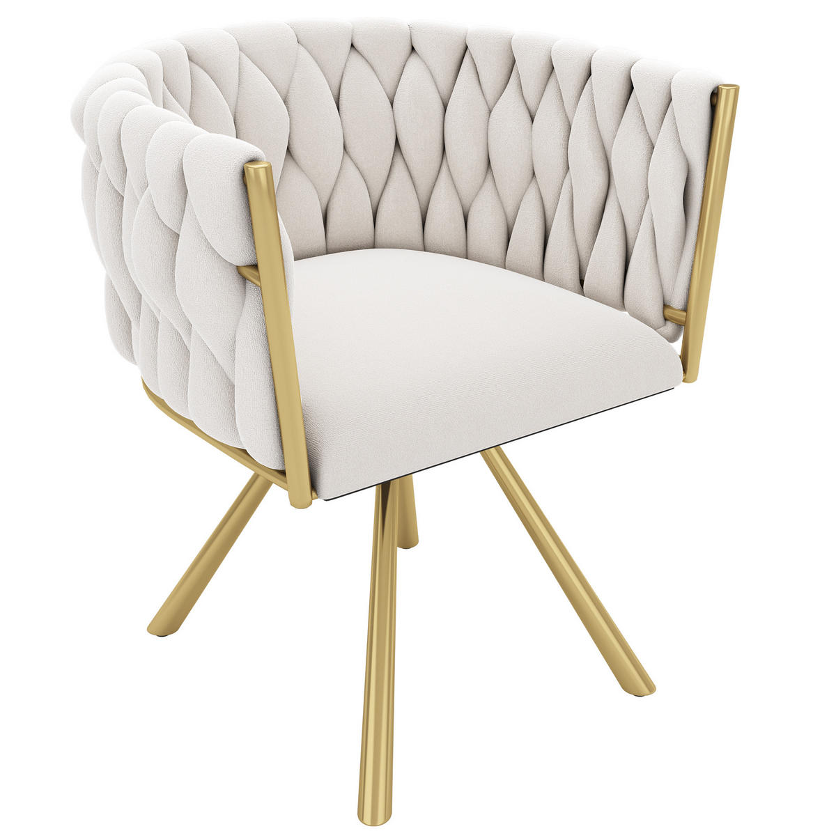 ESSZIMMERSTUHL drehbar Samt Beige Gold 2er-Set - Beige, Metall (54/72/59cm) - Meubliv