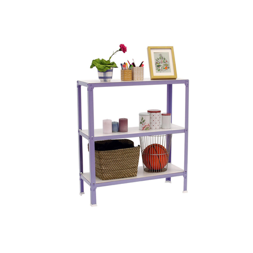 WOHNREGAL LIVING KOALA WOOD mit 3 Fachböden | HxBxT 90x100x30cm | Fachlast 150kg | Lila/Weiß - Lila, Metall (100/90/30cm) - PROREGAL