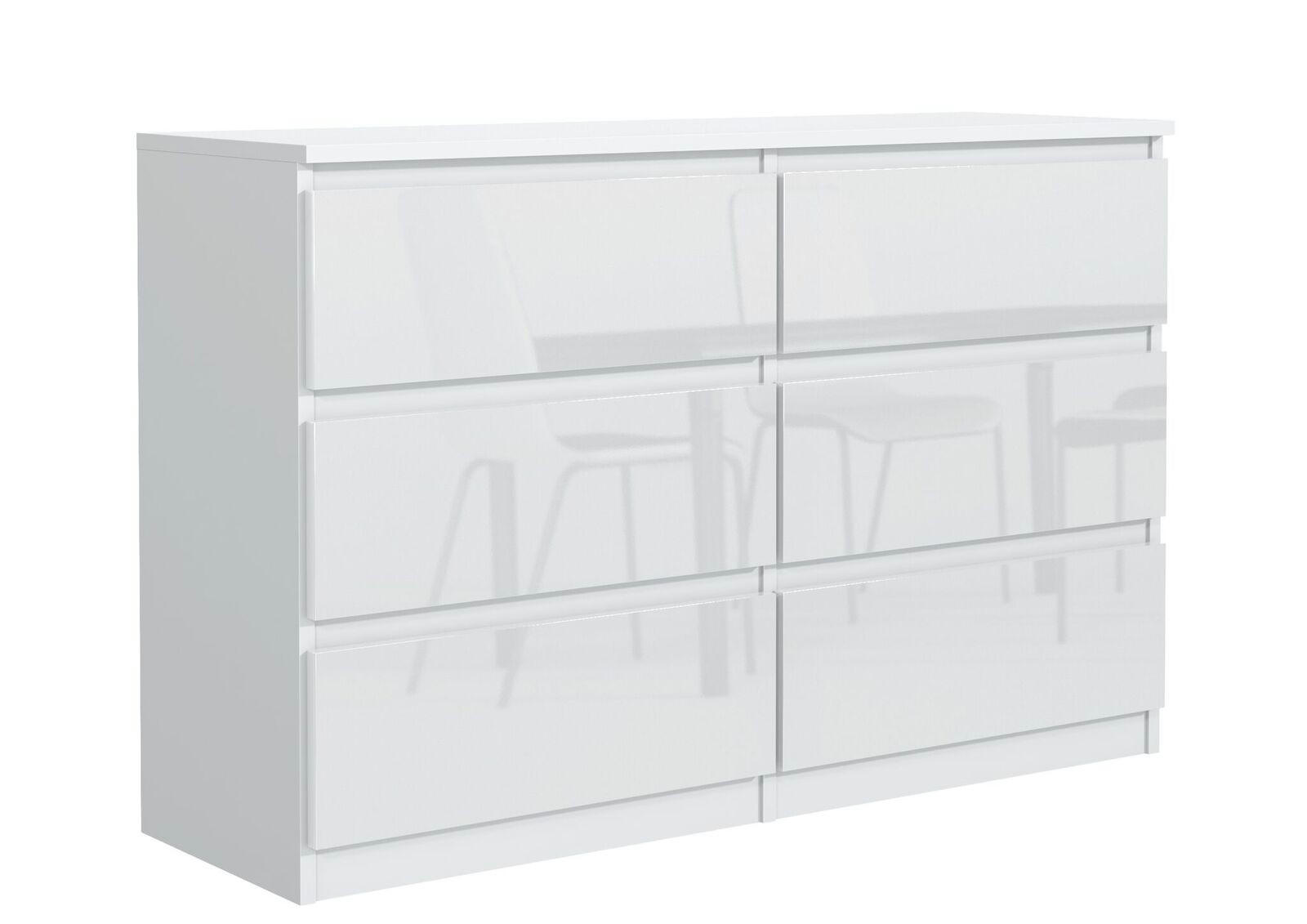 KOMMODE NUDO 120/78,5/39cm mit 6 Schubladen Türen Weiß - Weiß Hochglanz/Weiß, Holzwerkstoff (120/78.5/39cm) - MASSENO