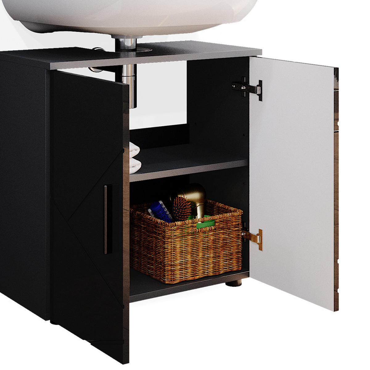 WASCHBECKENUNTERSCHRANK Irma Anthrazit Hochglanz 60 x 59 cm - Anthrazit, Holzwerkstoff (60/59/30cm) - Vicco