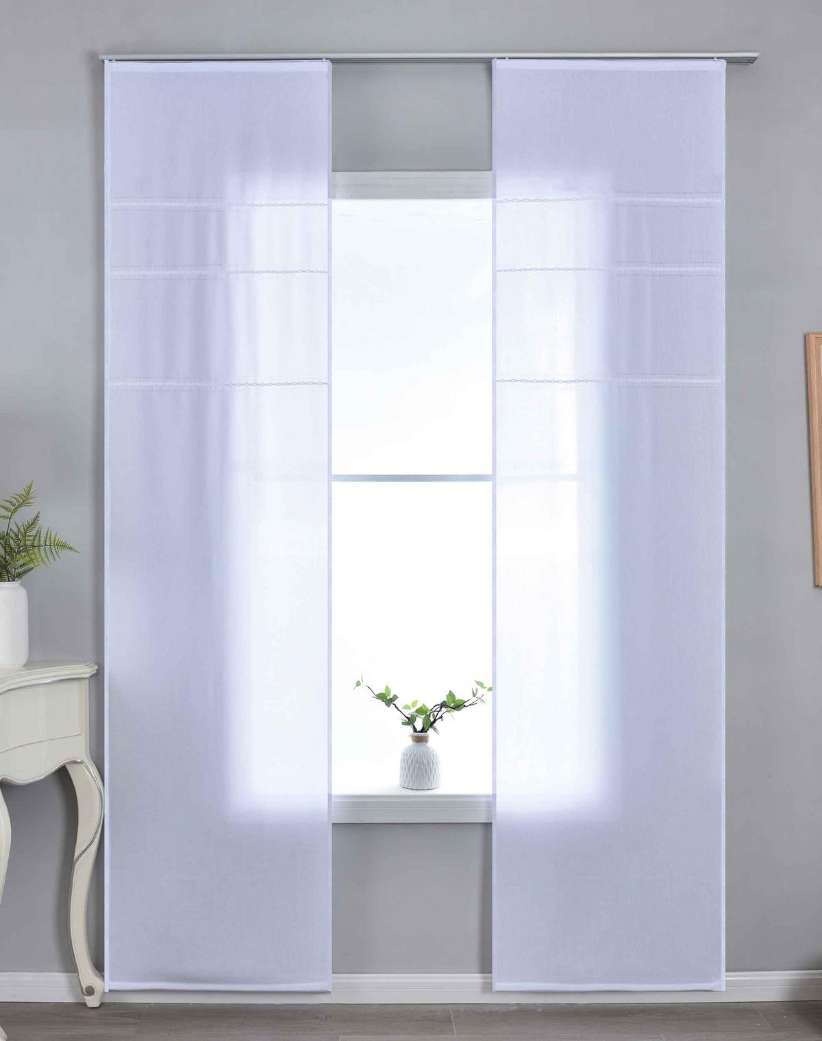 SCHIEBEVORHANG 2ER SET »Leipzig« HxB 245x60 cm Weiß - Weiß, Textil (60/245cm) - Gardinenbox