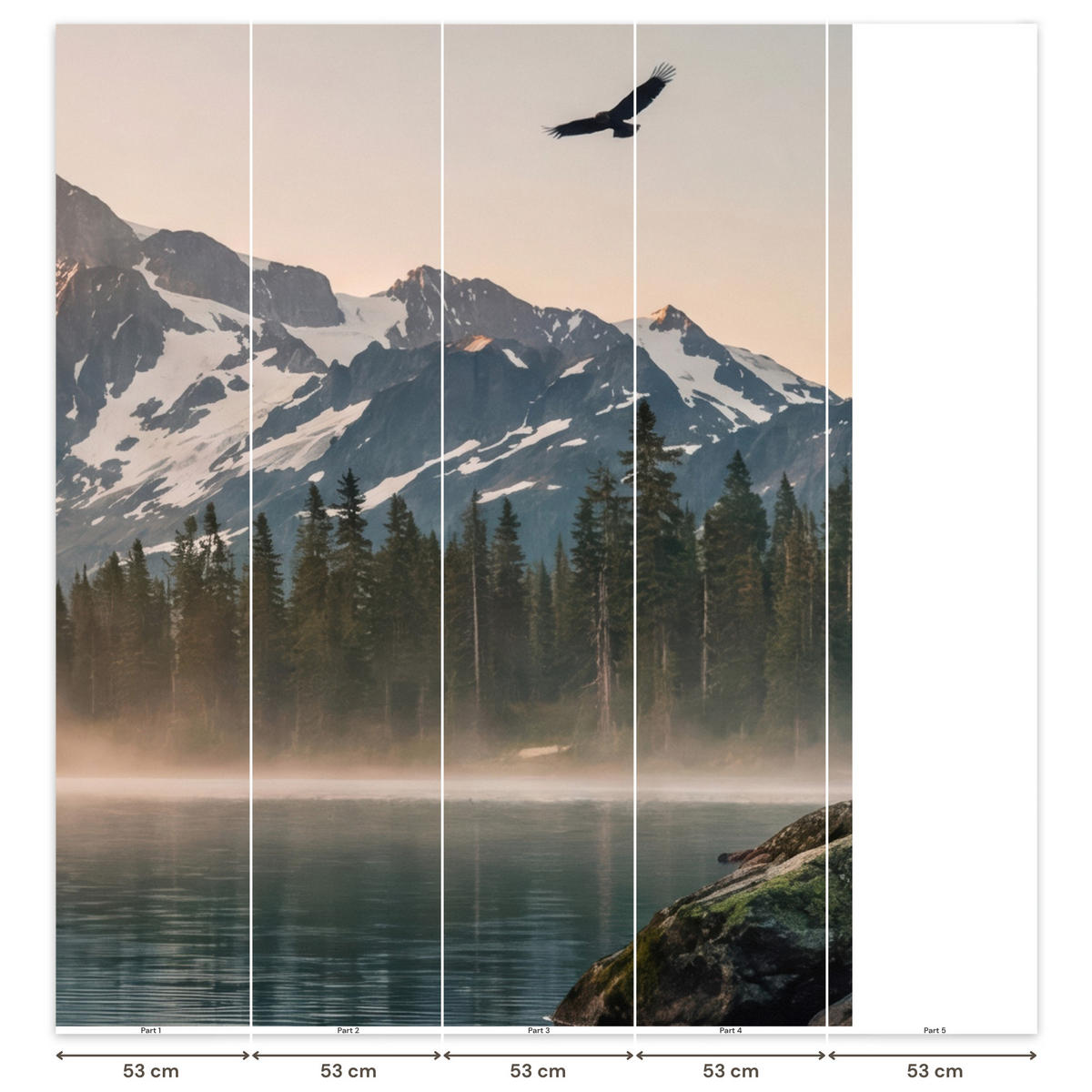 TAPETE - Berge - Wasser - Bäume - 220x260 cm - Multicolor, Papier (220/260cm) - OnlyWow