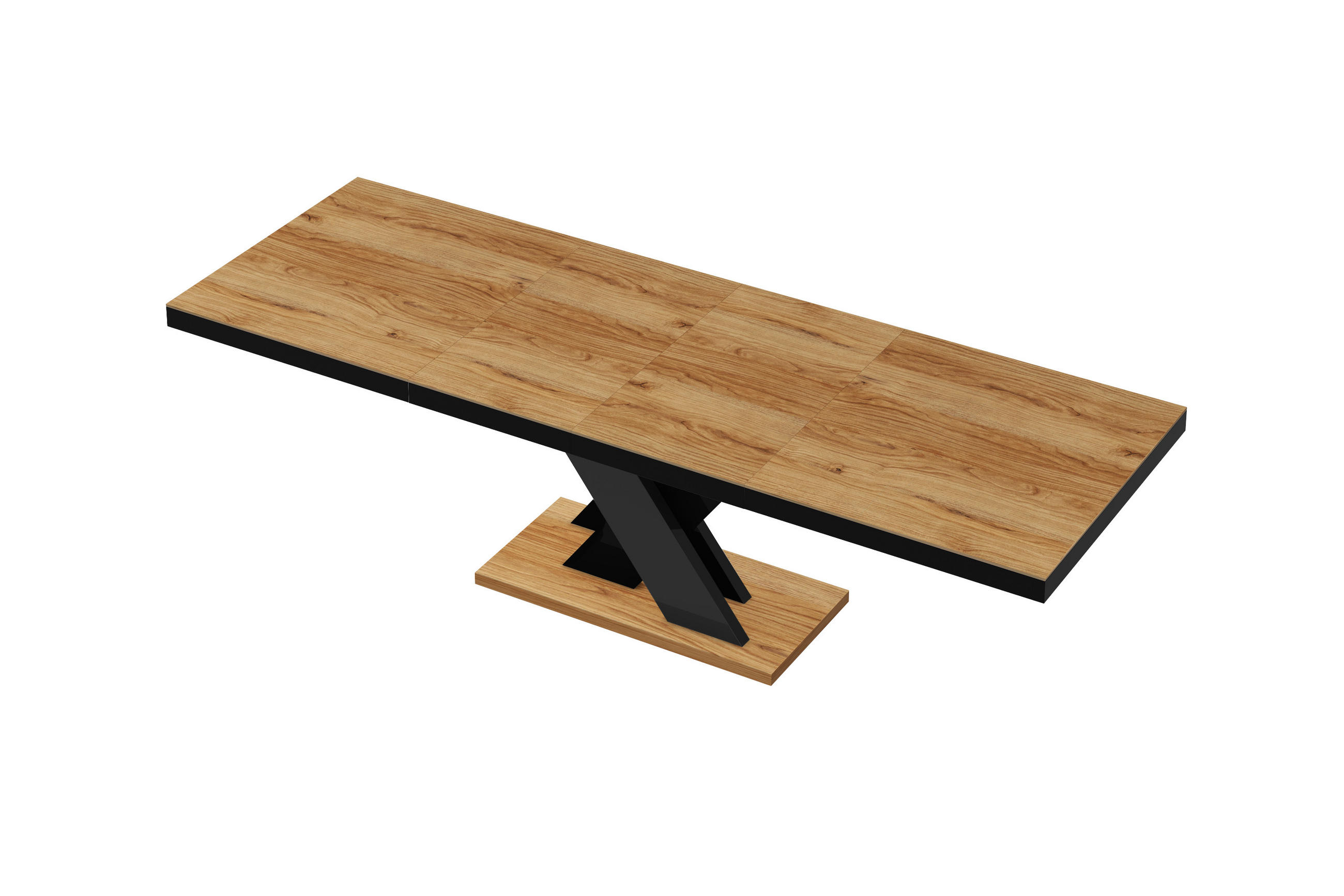 ESSTISCH Rechteckig Alteiche Schwarz Hochglanz 120/89/75 cm - Schwarz Hochglanz/Alteiche, Holzwerkstoff (89/16/75cm) - designimpex
