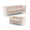 SITZGARNITUR 3+2 Chesterfield Whitby Beige Samt mit silbernen Füßen - Beige/Silberfarben, Holz/Textil (237/78/82cm) - S-Style Möbel