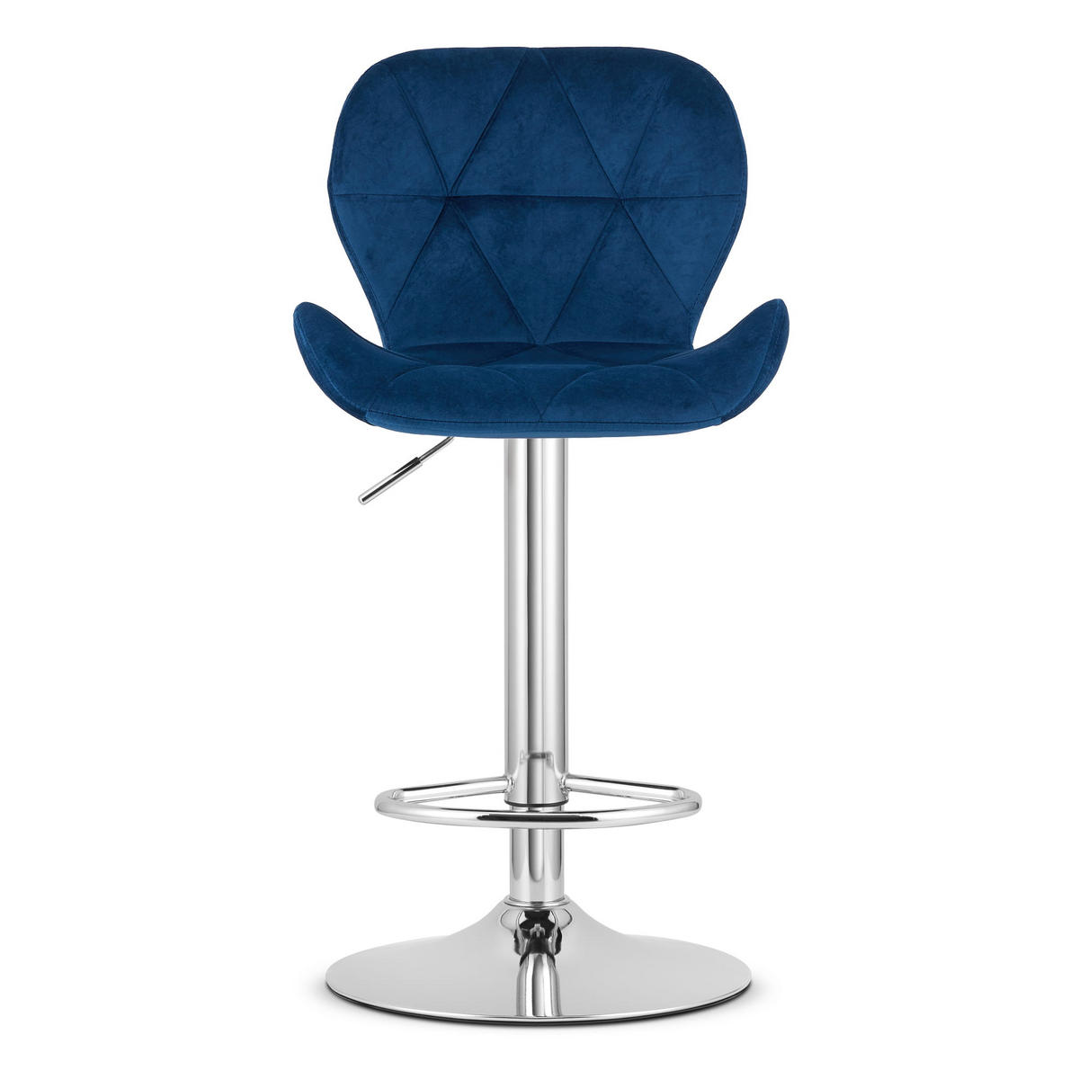 BARHOCKER WEST marineblauer Sitz, Chrombasis - Dunkelblau, Textil (46/111/48.5cm) - Valora