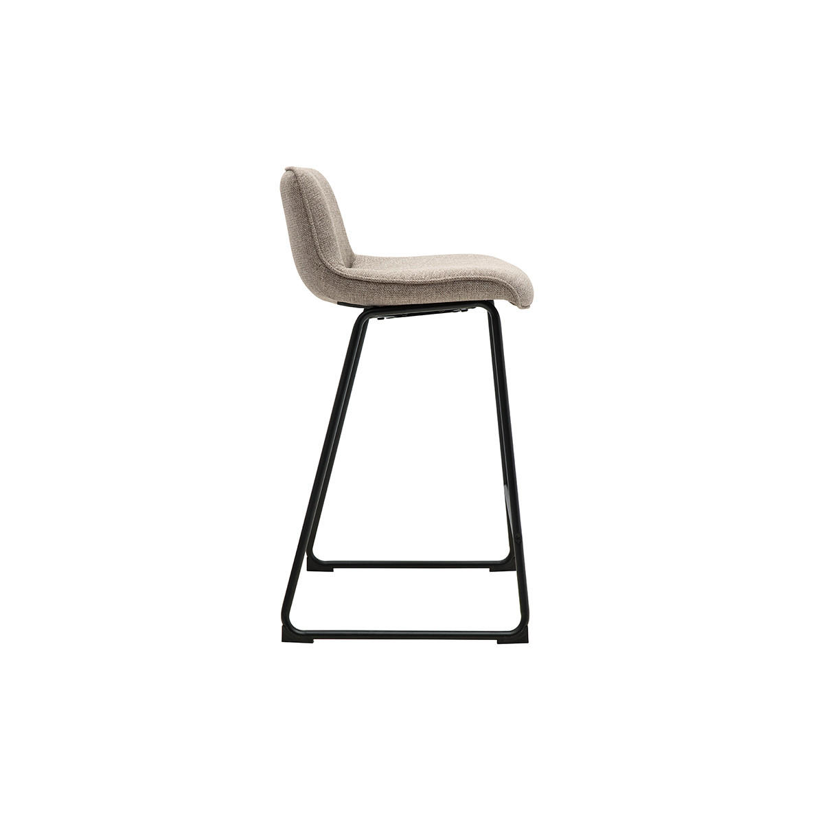 BARHOCKER aus taupefarbenem Stoff und schwarzem Metall H65 cm (2er Set) BOOST - Taupe, Textil (45/82.5/49.5cm) - Miliboo
