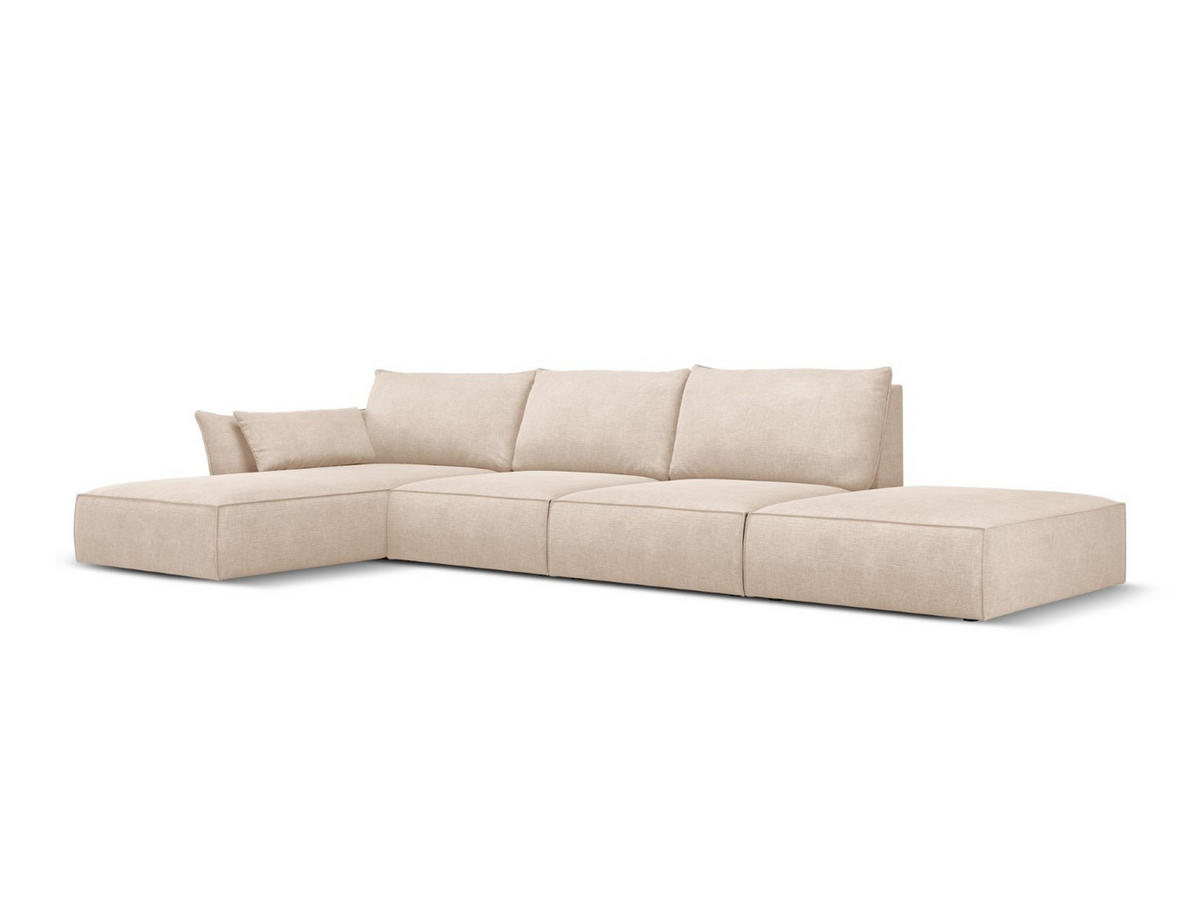 ECKSOFA links Kaelle aus Chenille-Stoff beige 5 Sitzplätze - Beige, Textil (171/364cm) - Micadoni